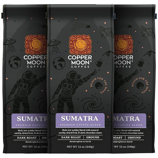 Copper Moon Ground Coffee, Dark Roast, Sumatra Blend, 12 Oz (Pack Of 3)