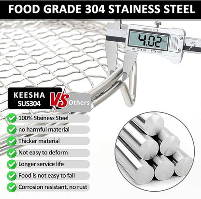 Cooling Racks Set with 2 x Dish Racks, 1 x 12" Basting Cover Dome and 2 x Oil Bottle, Premium 304 Stainless Steel Steamer & Canning Rack for Cooking and Baking