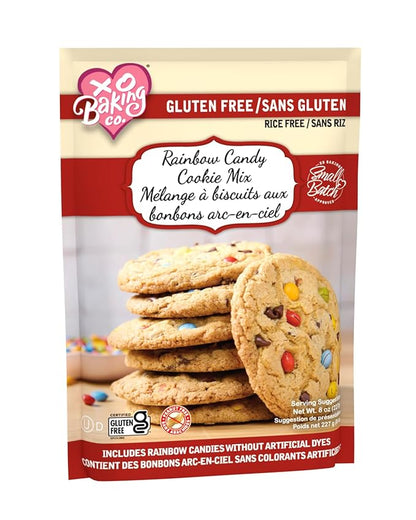 XO Baking Co. Gluten Free Small Batch Rainbow Candy Cookie Mix - Rainbow Candies Without Artificial Dyes; Rice Free; Peanut Free; No Preservatives, Artificial Flavors or Colors, 8oz
