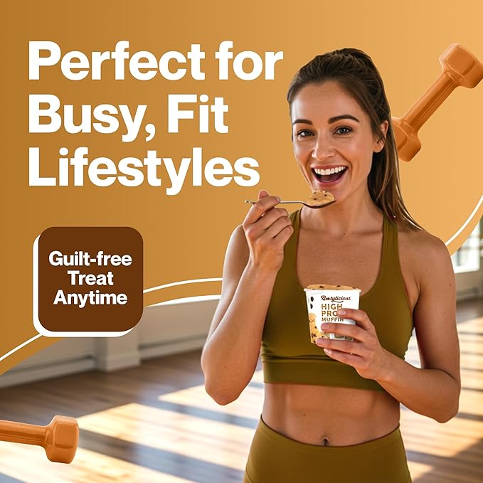 Bootylicious | High-Protein Muffin | 25g Protein, 7g Net Carbs, 1.86-1.76oz Cup, 12-Pack (Chocolate Chip)