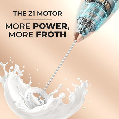 Zulay Kitchen Powerful Milk Frother Wand With 4 AA Duracell Batteries - Ultra Fast Handheld Drink Mixer - Electric Whisk Foam Maker for Coffee, Lattes, Cappuccino, Matcha & Creamer