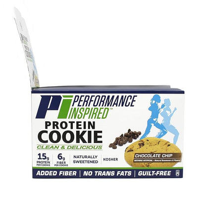 Performance Inspired Nutrition Protein Cookie - Contains: BIG 14G Isolate Proteins - 6G Of Fiber - All Natural - Gluten Free - No Artificial Ingredients - Chocolate Chip Flavor - 12 Count