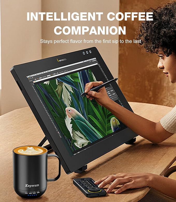 Heated Coffee Mug T1-14oz Fast Heating & Longer Battery Life Self Heating Coffee Mug Hot to 149℉ - Touch & App Controlled Mug Coffee and Hot Beverage Warmer, Gifts for Women and Men