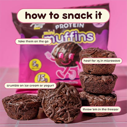 Prime Bites Minis | Protein Mini Muffins from Alpha Prime Supplements | High Protein, Collagen Fortified Low Sugar Treat | Delicious Snack | 12 Packs per Box - Chocolate Fudge