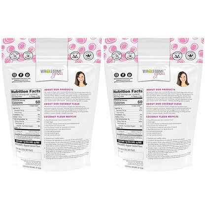 Wholesome Yum Premium Organic Coconut Flour For Baking & More (16 oz / 1 lb) - Low Carb, Gluten Free, Non GMO, Keto Friendly Flour Substitute (Pack of 2)