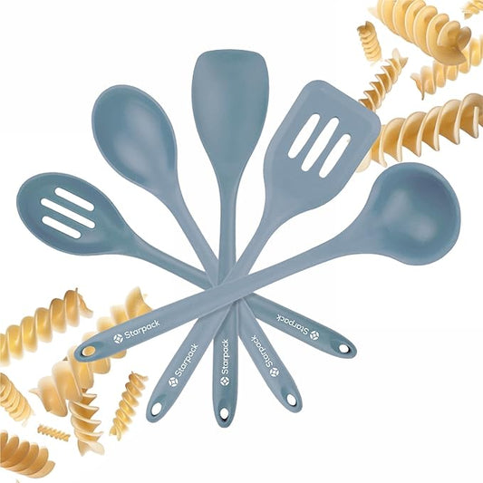 Starpack 'Stir & Serve' Silicone Cooking Utensils Set (5 Pcs) - Kitchen Utensil Set Heat Resistant to 600°F - Kitchen Utensils for Nonstick Cookware - Silicone Utensil Set for Mixing & Cooking