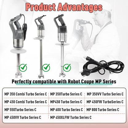 89143 Power Cord Replacement Compatible with Robot Coupe MP Series, 120V 150'' Black Immersion Blender Cord for MP350 MP450 MP550 MP600 MP800