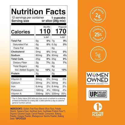 Bake Me Healthy Vegan and Gluten-Free Carrot Cake & Cupcake Mix, 11.9oz (337g) – Dairy-Free, Egg-Free, Nut-Free, Plant-Based, Low Sugar, Allergy-Friendly, Easy to Bake, Made with Upcycled Ingredients