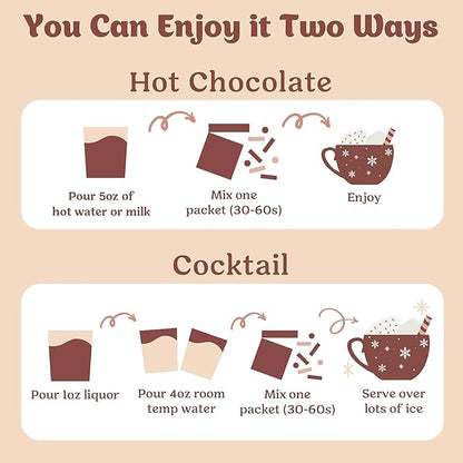 Craftmix Cozy Hot Chocolate Mix - Instant Hot Cocoa Drink Mix Packets - Made with Real Cocoa Beans - Add Milk or Water - Vegan, Low-Carb, Low-Sugar, Dairy-Free, Gluten-Free, 12 Pack