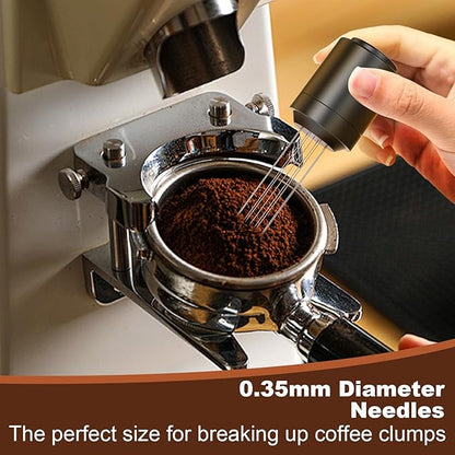 WDT Espresso Distribution Tools Espresso Stirrer Tool WDT Coffee Distributor for Barista Espresso Machine Accessories 9*0.35mm Espresso Grounds Stirrer with Extra 9 Replaceable Needles,Black