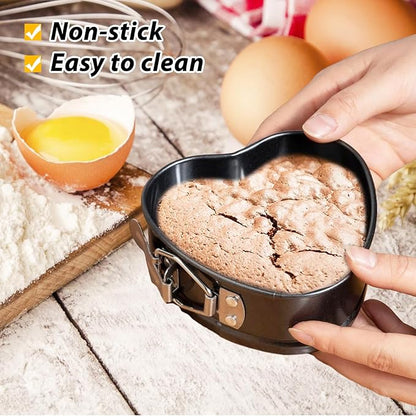 Springform Pan Set of 3 Heart Cake Pan, Heart Springform Pan with Removable Bottom, Springform Cake Pans Non-stick Bakeware for Cheesecakes, Pizza, and Quiches (7, 7.8, 8.6 inch)