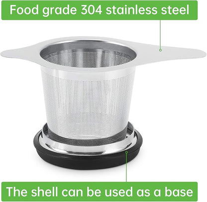 Two Pack Tea Infuser Basket Stainless Steel Tea Strainer Tea Filter With Small Strainer And Lid Tea Diffuser For Loose Tea Superior Brewing Experience (Two pack silver)