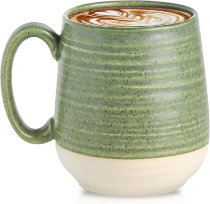 Hasense Ceramic Soup Cup With Handle, 20oz Large Coffee Cup for Home and Office, Perfect for Tea, Coffee, Latte, Dishwasher and Microwave Safe, 1 PCS(Green)
