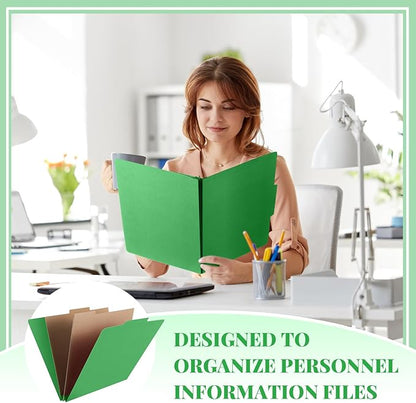 12 Pcs Classification Folders Letter Size, Back to School Supply for Teacher, Student, 2 Pocket Dividers Pressboard File Folder Bulk with 2 Fasteners, 2 in Expanding File Organizer (Green)