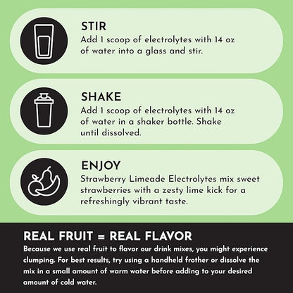 Strawberry Limeade Electrolytes – 30 Serving Bag – Clean Hydration Drink Mix with Essential Minerals – Remineralizing Formula – No Sugar Added – Natural Energy & Cramp Support – Vegan, Non-GMO