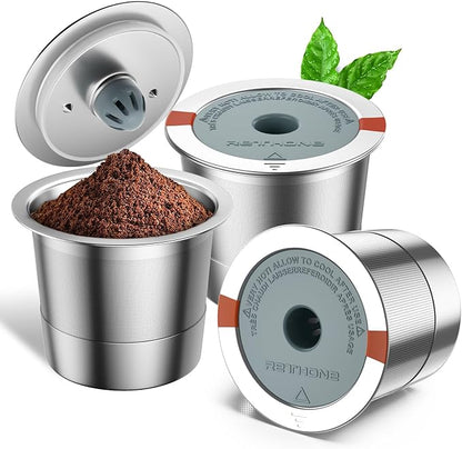 RETHONE Reusable K Cups for Keurig:Refillable K Cups Coffee Pods for Keurig 1.0 & 2.0 Coffee Machine,Stainless Steel Coffee Filters-SUS 304‌, Easy to Clean,Lid-Body Tight Seal