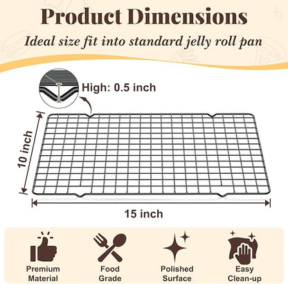 Cooling Racks for Cooking and Baking - 2 PCS 10" x 15" Grid Wire Baking Rack for Oven Cooking, Baking, Grilling, Roasting -Dishwasher Safe Bacon Rack- Fits Jelly Roll Cookie Sheet Pan