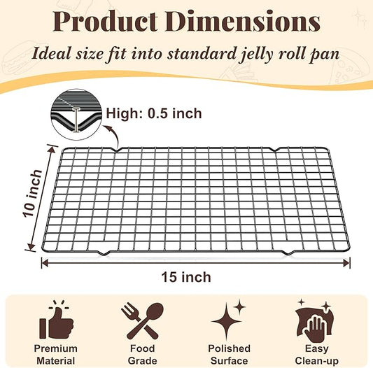 Cooling Racks for Cooking and Baking - 2 PCS 10" x 15" Grid Wire Baking Rack for Oven Cooking, Baking, Grilling, Roasting -Dishwasher Safe Bacon Rack- Fits Jelly Roll Cookie Sheet Pan
