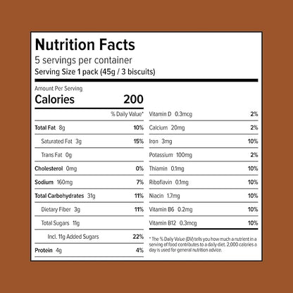 Sweet Loren's Vegan Breakfast Biscuits | Chocolate | 4g Protein, 19g Whole Grains | Plant Based, Gluten Free, Dairy Free, Nut Free Snacks | 6 Pack (30 Total Biscuits, 1.6 ounce each)