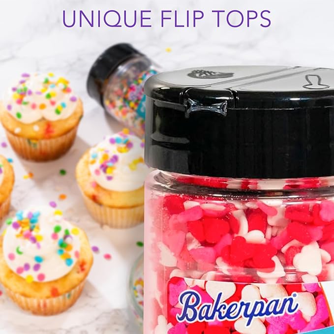Bakerpan Quins Sprinkles for Cake Decorating - 4 Ounces - Rainbow Edible Confetti Sprinkles for Cupcakes, Ice Cream, Cookies, Cakes (Made in USA)