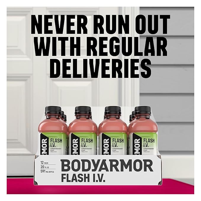 BODYARMOR Flash I.V. Electrolyte Beverage, Tropical Punch, Hydration Drink with Coconut Water For Rapid Rehydration, Post Workout Recovery, 20 Fl Oz (Pack of 12)