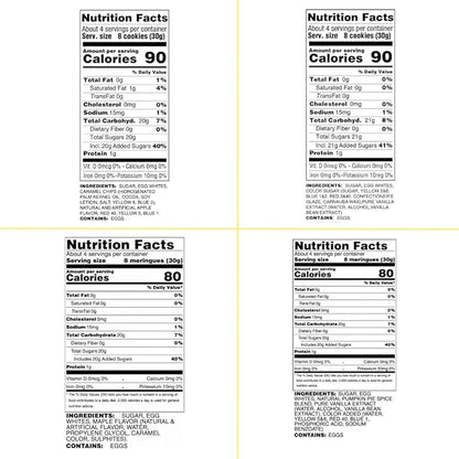 4 Pack Krunchy Melts Original Meringue Cookies | Fall Flavors 4-Pack | Caramel Apple, Halloween Vanilla, Maple, Pumpkin Spice | Only 80-90 Calories Per Serving | Low Fat/Fat Free, Gluten Free, Dairy Free (4 Oz)