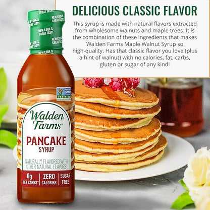 Walden Farms Pancake Syrup – Perfect for Pancakes, Waffles, Desserts – Zero Calorie, Sugar-Free, Low Carb, Keto-Friendly, Gluten-Free, Vegan – 2-Pack, 12 oz Bottles