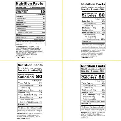 4 Pack Krunchy Melts Original Meringue Cookies | Fruity Special 4-Pack | Guava, Raspberry, Strawberry, Tangerine |Only 80-90 Calories Per Serving | Low Fat/Fat Free, Gluten Free, Dairy Free (4 Oz)