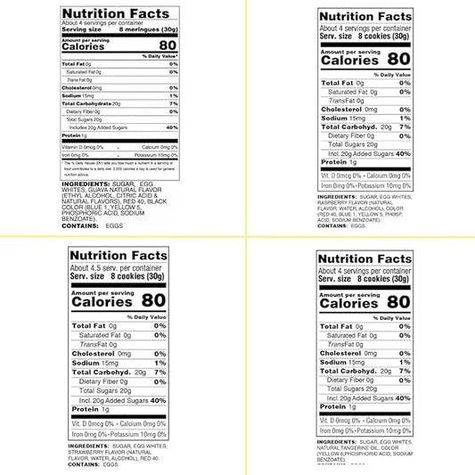 4 Pack Krunchy Melts Original Meringue Cookies | Fruity Special 4-Pack | Guava, Raspberry, Strawberry, Tangerine |Only 80-90 Calories Per Serving | Low Fat/Fat Free, Gluten Free, Dairy Free (4 Oz)