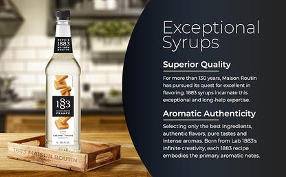 1883 Coffee Syrup, Butterscotch Syrup for Drinks, Made in France, 1 Liter Plastic Bottle (Pack of 2)