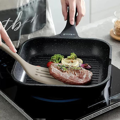 Silicone Kitchen Cooking Utensils Set: MOACC Heat Resistant 13inch Long Kitchen Gadgets, BPA Free Non Stick Rubber Cook Accessories For Food Prep, Frying, Serving, Basting (Light Grey)