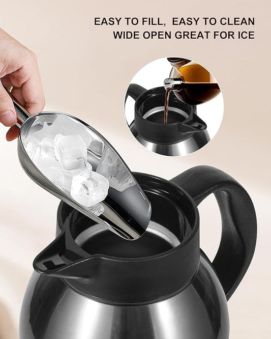 2 PCS Large and Heavy Thermal Coffee Carafe 101 oz,Fullness Water is 7.3 LB - 24 Hours Hot, Insulated Airpot Dispenser,Coffee Carafes For Keeping Hot for Parties (2 Silver)