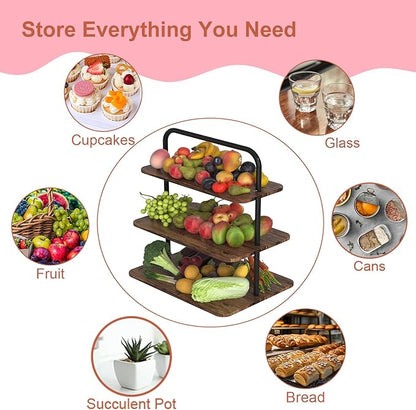 Cupcake Stand, 3-Tier Dessert Stand for 68 Cupcakes, Wood & Metal Tower Display Premium Holder Dessert Tree Tower for Wedding Graduation Birthday Christmas Party, Serving Tray