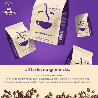 Coffee Bean Direct Organic Fair Trade Dark Ethiopian Yirgacheffe, Whole Bean Coffee, Dark Roast, 2.5 Pound Bag (Pack of 1)