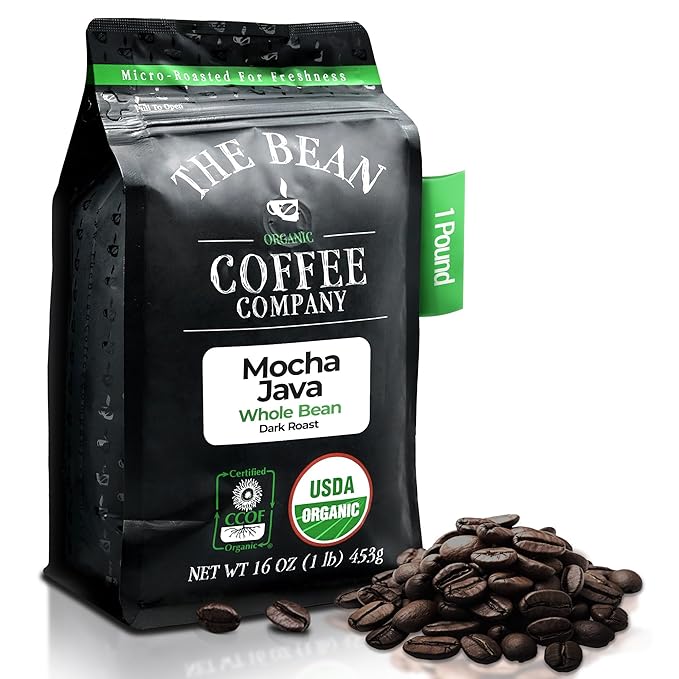 The Bean Organic Coffee Company Suzi's Power Bean, Dark Roast, Whole Bean Coffee, 16-Ounce Bag
