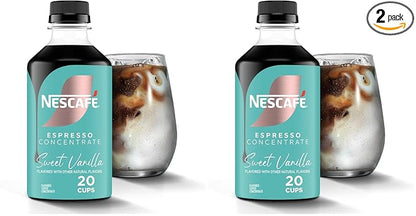 NESCAFÉ Espresso Concentrate, Instant Espresso Iced Coffee, Sweet Vanilla, 1 Bottle (10 Fl Oz) (Pack of 2)
