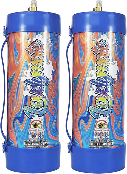 Whipped Cream Charger Tank 3.3L 2000G Whip Cream Charger Cylinder Food Grade Flavored (Tips Included) (2, Rainbow candy)