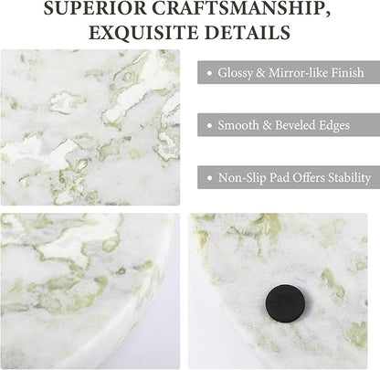 Koville African Natural Marble Cutting Board for Kitchen, 11inch Round Hand Crafted Marble Slab for Cheese, Charcuterie, Pastry Board - Wedding Gift, House Warming Gift