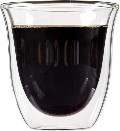 Restaurantware-Forma Professional 2.7 Ounce Double Wall Shot Glasses, 12 Insulated Espresso Cups - Dishwashable, Reusable, Clear Glass Coffee Cups, Freezable, For Hot Or Cold Beverages