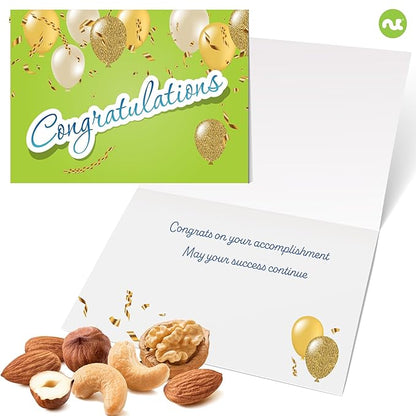 NUT CRAVINGS Gourmet Collection - Congratulations, Nuts & Dried Fruits Tower Gift Basket, with Congrats Ribbon + Greeting Card (12 Assortments) Food Arrangement, Healthy Snack, Food Assortments