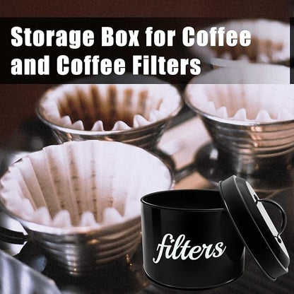 White Enamel Coffee Filter Holder with Lid - Rustic Farmhouse Distressed Coffee Bar Decor