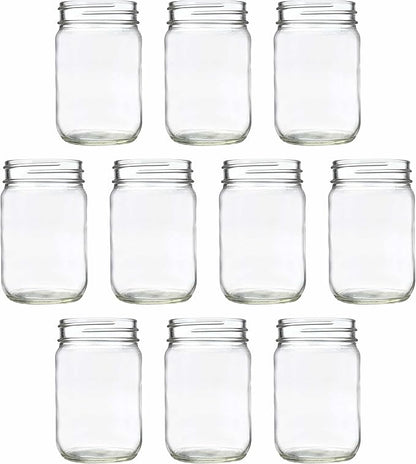 DISCOUNT PROMOS Decorating Mason Jars 12 oz. Set of 10, Bulk Pack - Glass Jars for Overnight Oats, Candies, Fruits, Pickles, Spices, Beverages - Clear