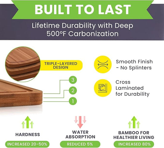 Bamboo Cutting Board Set of 3 - Dark