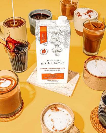 milkadamia Macadamia Milk - Unsweetened Barista - 32 Fl Oz (Pack of 6) - Lactose Free, Vegan, Shelf Stable, Plant Based, Non Dairy, Dairy Free