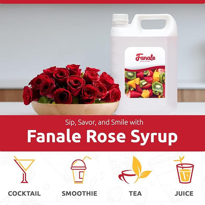 Fanale Premium Flavoring Concentrated Syrup for Bubble Tea 11 lb | Rose Flavor Syrup | for Boba Tea, Smoothies, Slushes, Desserts | 11lb | SRP140
