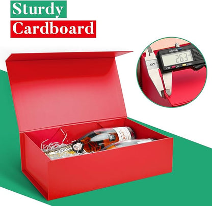 LIFELUM Red Christmas Gift Box 13.85 x 8.35 x 4.45 inch Large Gift Boxes with Magnetic Closure Luxury for Gifts Box Contains Card, Ribbon, Shredded Paper Filler Wedding, Halloween, Birthday