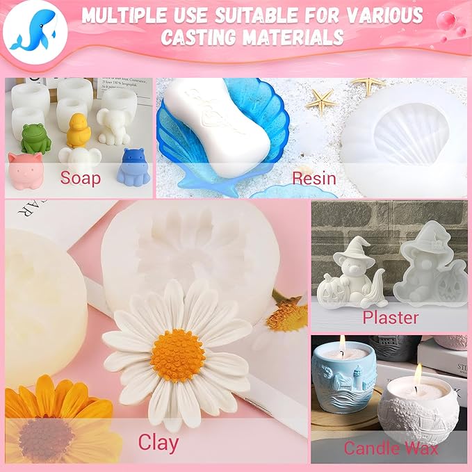 JHKL RESIN Silicone Mold Making Kit,1Gallon Platinum Liquid Silicone Rubber for Mold Maker,15A Silicone Molds,Mix Ratio 1:1 Silicone Rubber Mold Making Kit, Ideal for Casting 3D Resin Molds