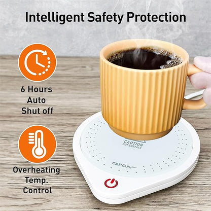 Electric Coffee Mug Warmers for Desk, 75℃ Precision Heating & Auto Shut Off, Spill-Proof Cup Warmer for Coffee/Tea/Milk/Hot Chocolate (White)