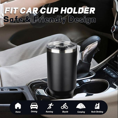 40 oz Tumbler with Lids and Straws, Stainless Steel Insulated Coffee Tumbler, Double Wall Vacuum Insulated Travel Mug Cup, Leakproof Thermal Coffee Cup for Hot and Cold Drinks (Black)