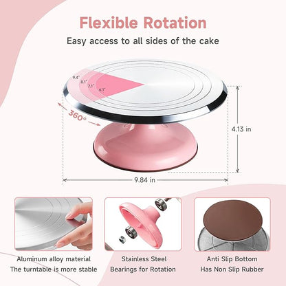 Cake Decorating Kit, 138pcs Cake Decorating Supply with Aluminium Cake Turntable, 64 Numbered Icing Piping Tips, 2 Spatulas, 3 Icing Comb Scraper and Leveller, 32 Piping Bags,cake decorating tool